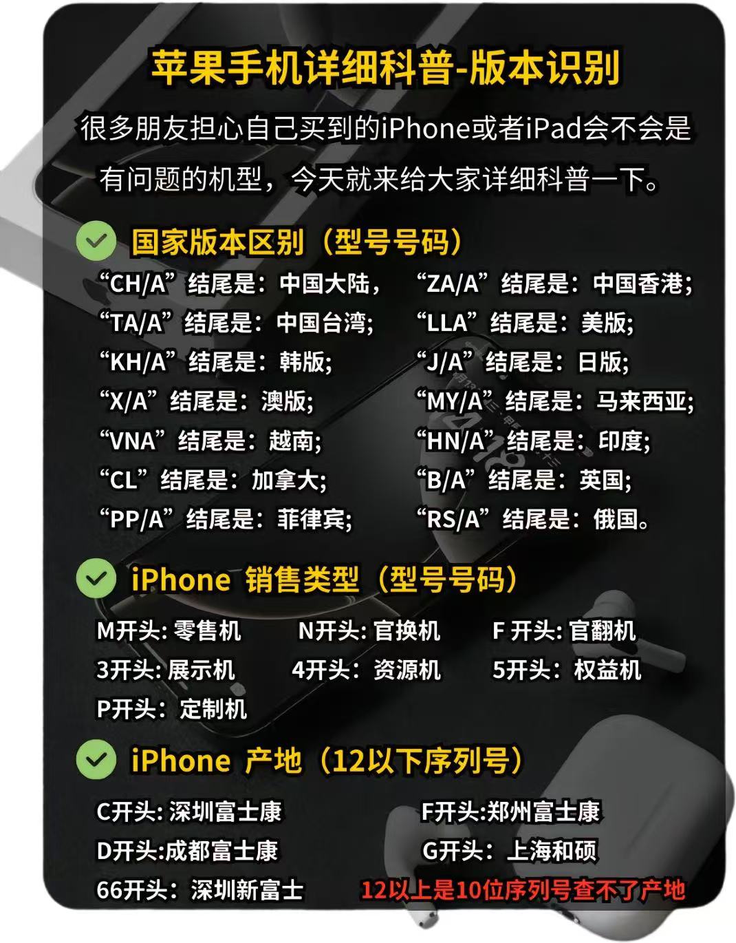 如何通过苹果手机型号号码确定手机类型和产地